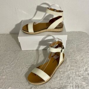 Lucky Brand Garston White Leather Ankle Strap Sandals Women’s Size 6.5 M